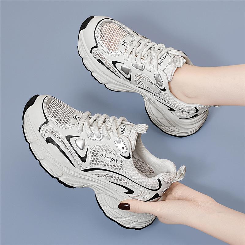 Dad shoes women's new summer thick-soled heightening mesh white shoes casual sports mountaineering shoes new thick-soled