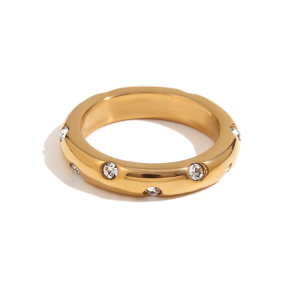 

E.B.belle Round Plain Ring Green White Colorful 18K Gold Plated Accessories 316L Stainless Steel Ring 6