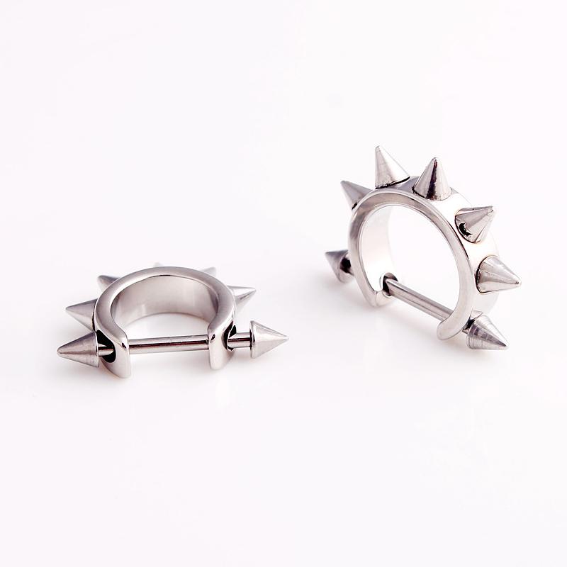 1pc Stainless Steel Taper Spike Rivet Ear Hoop Pierced Earring Men Women Punk Rock Cartilage Tragus Helix Piercing Earrings 16G