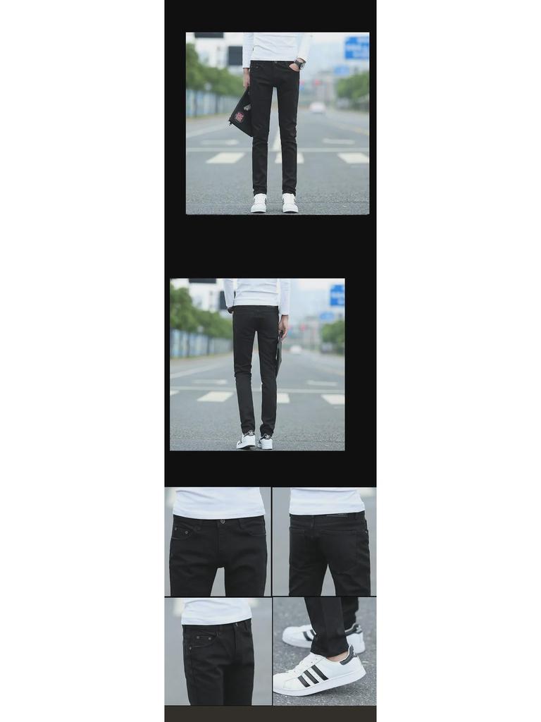 Pánské podzimní skinny džíny s velurovou podšívkou - Slim střih, trend korejského stylu