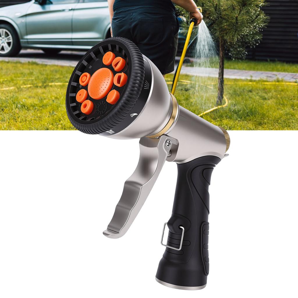 Garden Hose Nozzle, Water Spray Nozzle with 9 Modes   Watering Patterns, 3Celsius4 Inch Garden Hose Thread, for Watering Plants Washing Cars