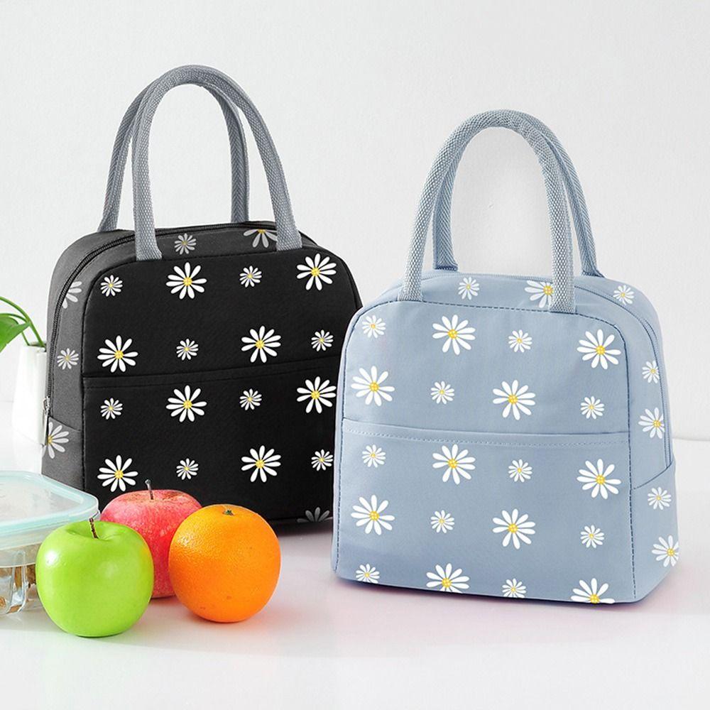 

Cloth For Women Outdoor Handbag Picnic Pouch Large Capacity Daisy Lunch Bag Thermal Cooler Bag