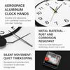 Large Modern Wall Clock Decorative for Living Room with Operated Non-Ticking Silent Metal Wall Clock In Black 10inch with Shelf