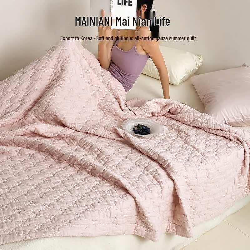 All-Cotton Soft Gauze Summer Quilt светло-розовый