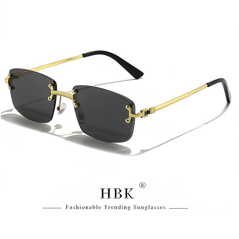 Occhiali da Sole HBK Senza Montatura Quadrati Donna Retro Metallo Occhiali da Sole Uomo Lusso Festa Business Lenti Sfumate Stile Estate 2024