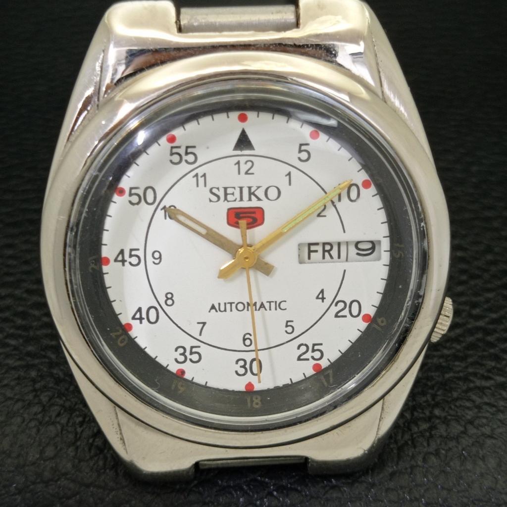 USED GENUINE VINTAGE SEIKO 5 AUTOMATIC JAPAN MENS WHITE DIAL WATCH a433700-2 R118-a433700