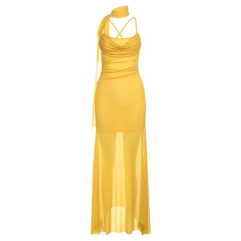 

# Sisjuly# Summer Light Shadow Meiko Bright Yellow Roses Hanging Neck Suspender Skirt Women French style Style Dress Fashion Yellow L