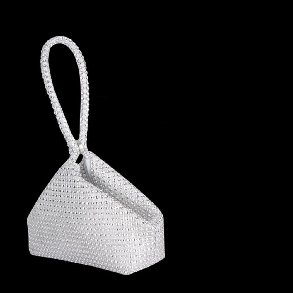 Sparkling Glitter Imitation Rhinestone Clutch Triangle Design Women Handbag  Evening Party