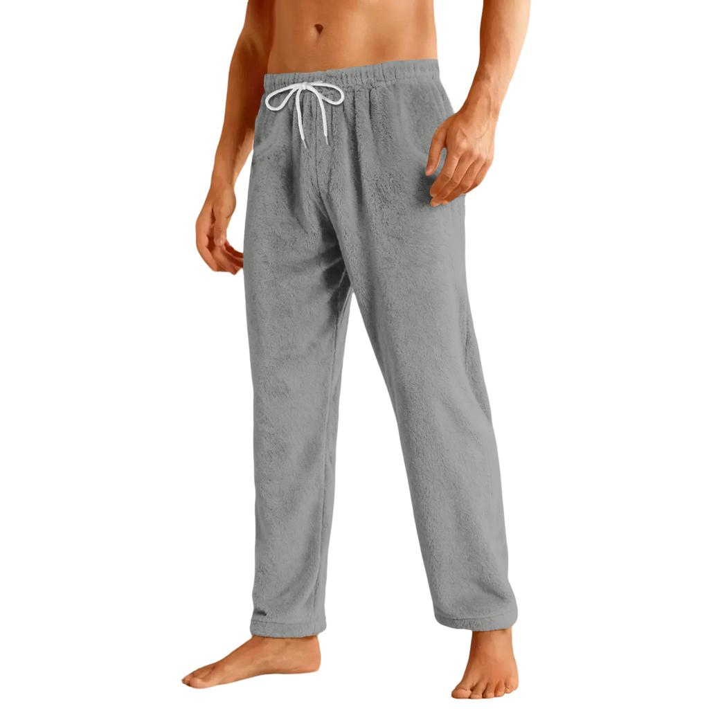 Men's Drawstring Pocket Flannel Casual Pants