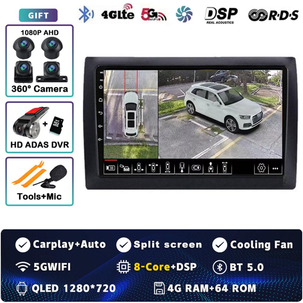 Android 14 Car Radio For Fiat Stilo 2002 - 2010 Player Multimedia GPS Navigation Stereo CarPlay Auto Video WIFI+4G BT DSP 2 DIN