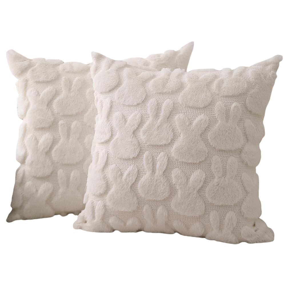 Easter Bunny Pillow Cover 45x45cm Plush Rabbit Pillow Case Happy Easter Decoration Pillowcase for Home Decor Sofa Cushion Cover