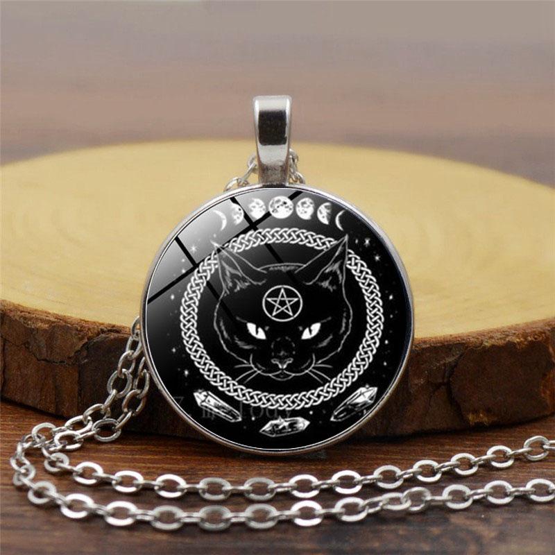 Black Cat Pentagram Time Female Versatile Fashion Cute Kitten Pendant Necklace