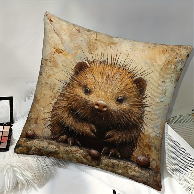 Rusty Feeling Hedgehog Cushion Covers Chair Living Room Pillowcase Cozy Zipper Sofa Pillow Covers Bedroom Indoor Home Decor