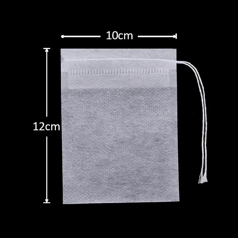 50pcs/lot Disposable Teabags Non-woven Fabric Tea Filter Bags for Coffee Spice Tea Bag with Drawstring Filters Kitchen Teaware