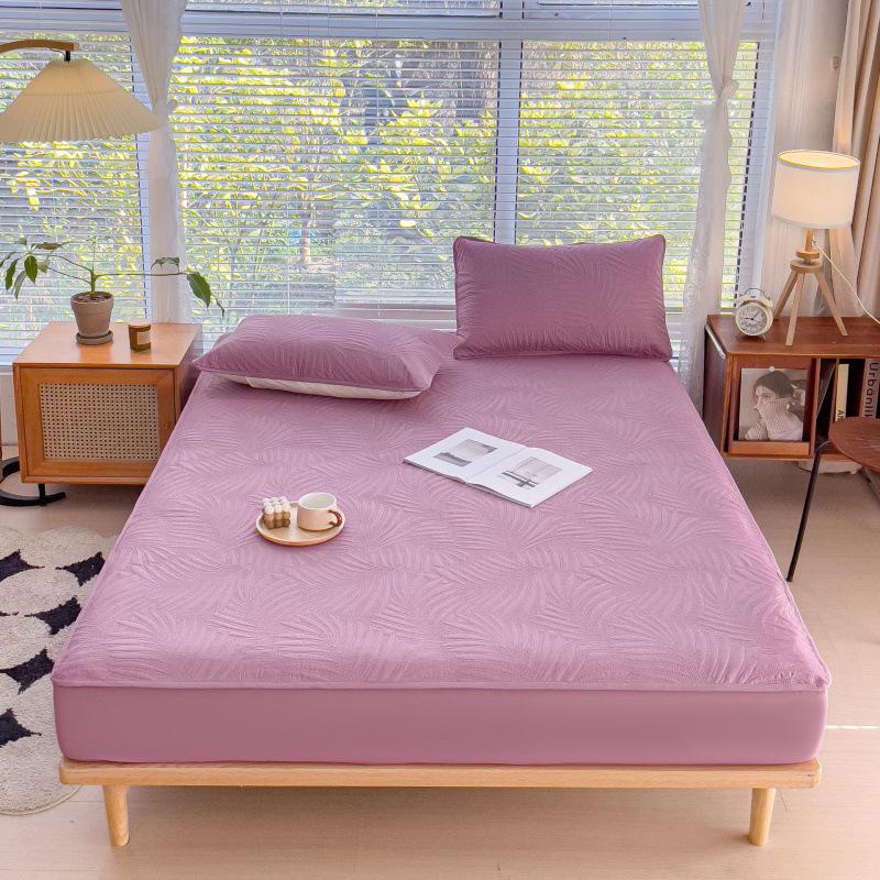 Solid Color Quilted Waterproof Bed Sheet - Thick Brushed Simmons Protective Cover for Home Use