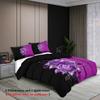 3-teiliges Bettwäscheset mit lila Rosenmusterdruck, 1 Bettbezug + 2 Kissenbezüge, Queen-Bett, geeignet für Frauen- und Erwachsenenschlafzimmer