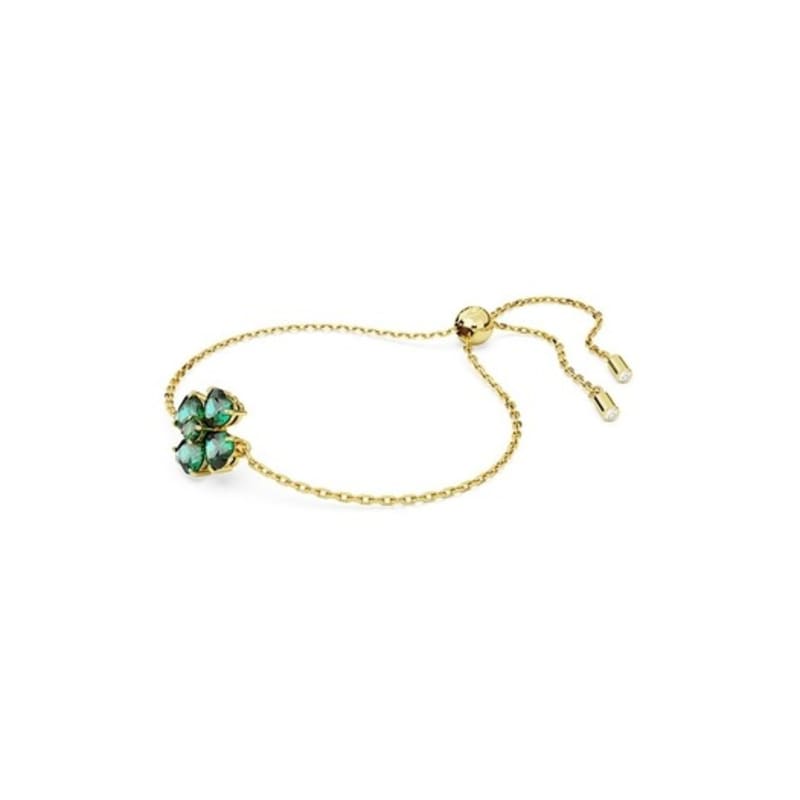 [Authentic product from headquarters/shopping bag included] Idyllia green gold-tone clover bracelet 5666585