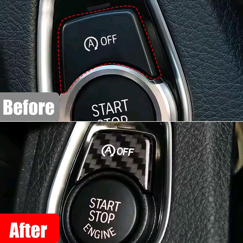 1 Stück Auto Kohlefaser Konsolenschalter Reparatur Aufkleber Motor AUS Knopf Aufkleber für BMW 3er 4er Serie F30 F31 F32 F33 F83 F82 M2 M3