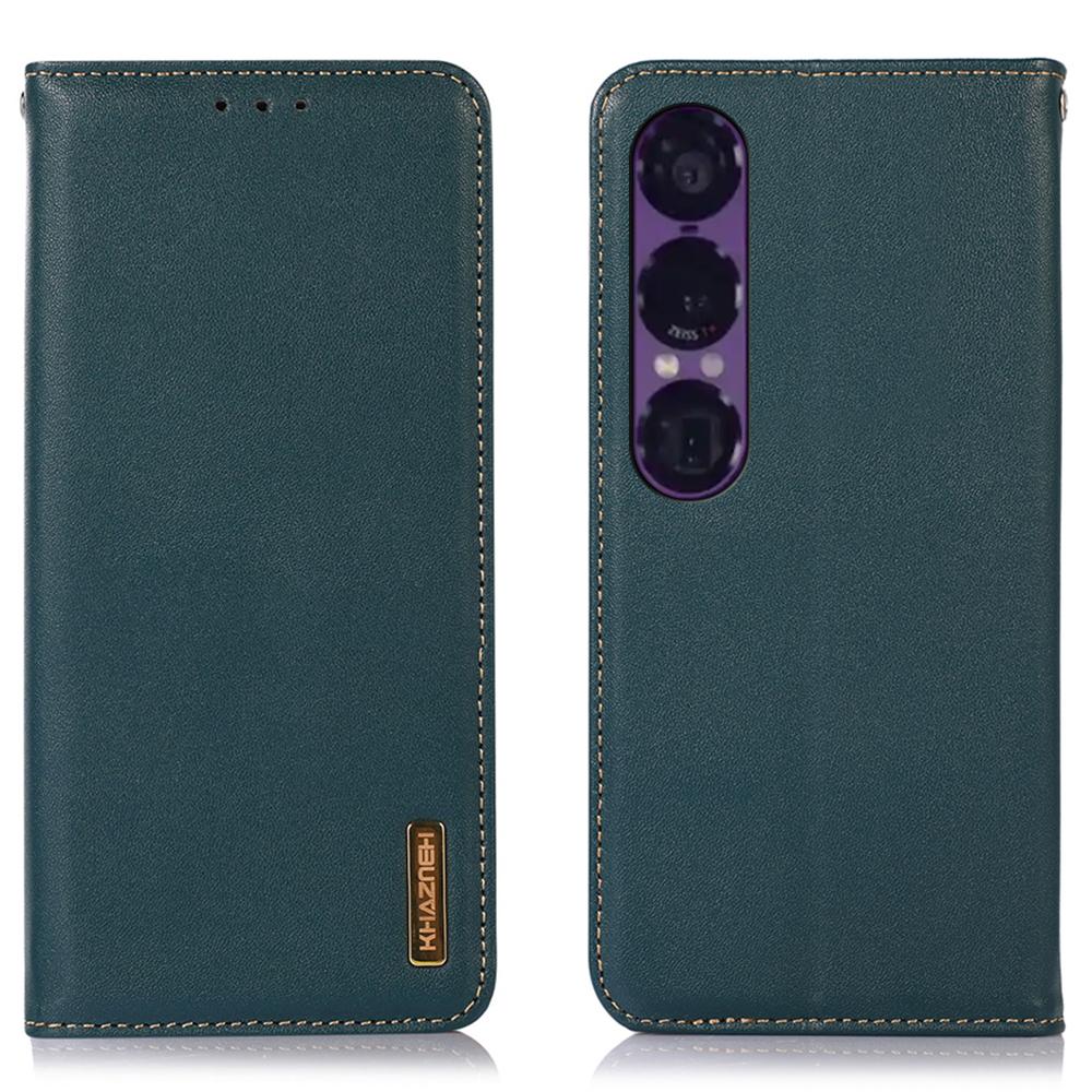 KHAZNEH For Sony Xperia 1 VII Case Wallet Genuine Cow Leather Phone Cover Nappa Texture