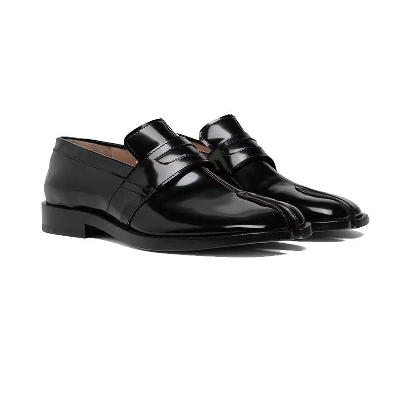 Split Toe Hufschuh für Herren dicke Sohle Loafer Schuhe Tabi Schuhe Lackleder Koreanische Version Trend Casual Lederschuhe