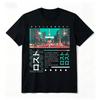2026 Pattern T-shirt Regular Style Short Sleeve, Fluorescent Urban Landscape Art, Japanese Text, Retro Street Style, Casual Top