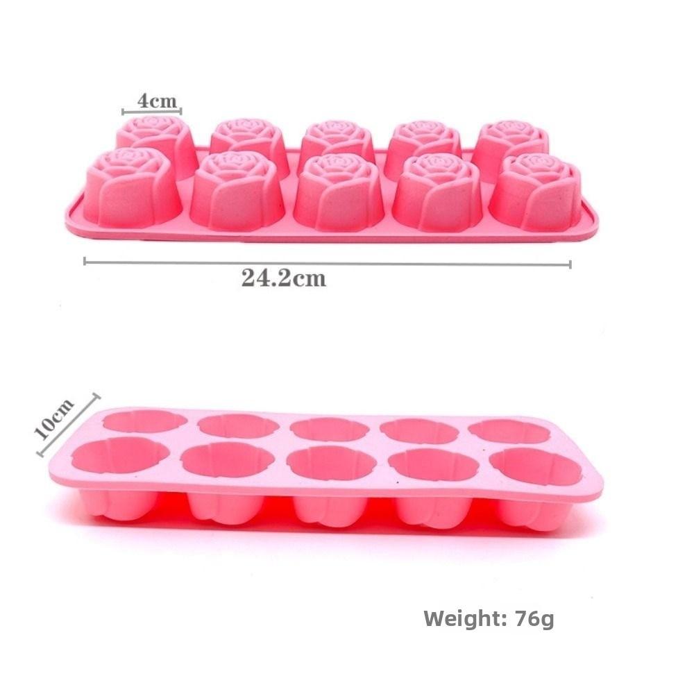 New 10-Cavity Rose Silicone Mold 3D Nonstick Baking Cake Molds DIY Reusable Pudding Mould Pastry Making
