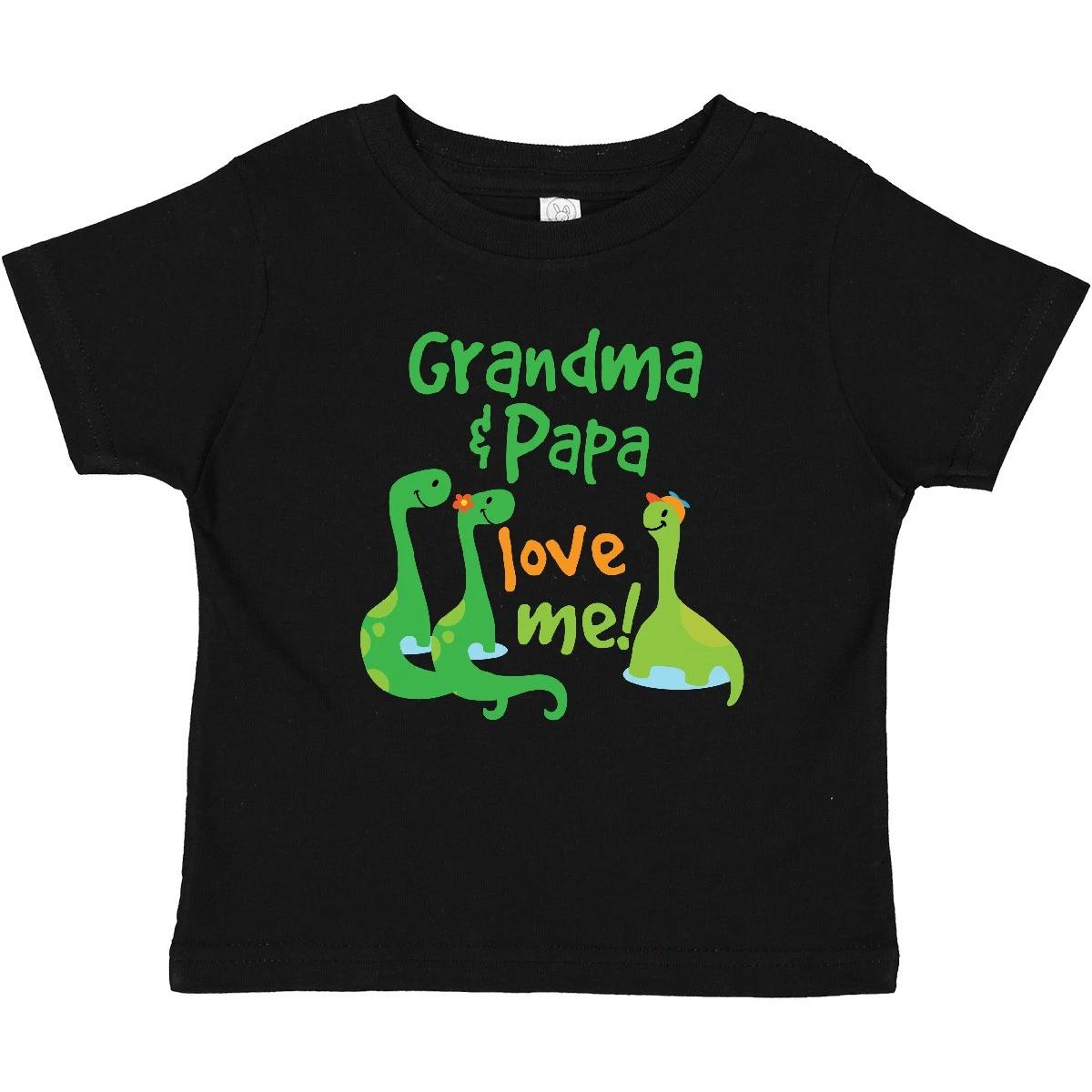 Inktastic Grandma And Papa Love Me Grandson Dinosaur Baby T-Shirt Grandkids Boys 130