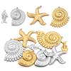 4pcs/lot Stainless Steel Marine Animal Pendant Starfish Conch Fishbone Shape Charms For DIY Necklace Earring Jewelry Accessories