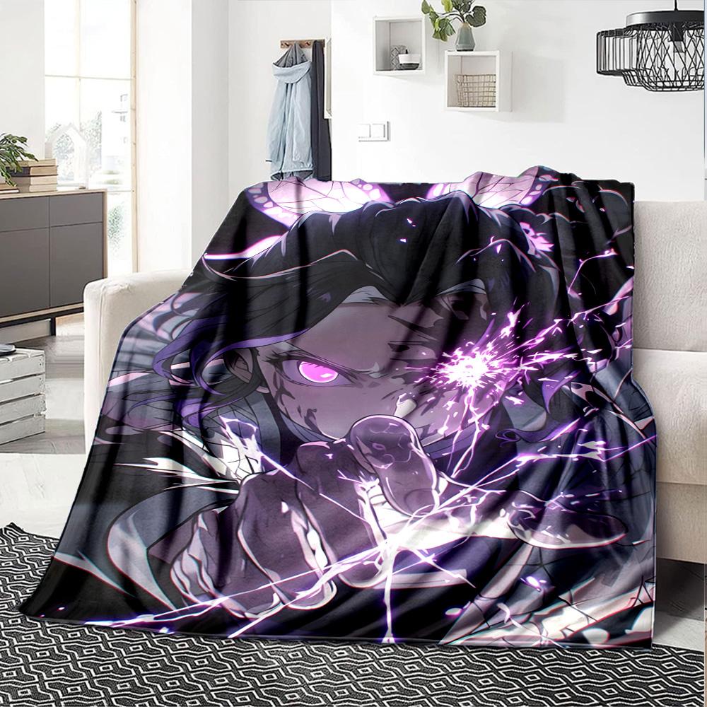 1pc Kochou Shinobu Blanket, Gift, for Men and Women, Soft Blanket, Good for Sofa Bed Couch Travel, Lightweight Flannel Blanket