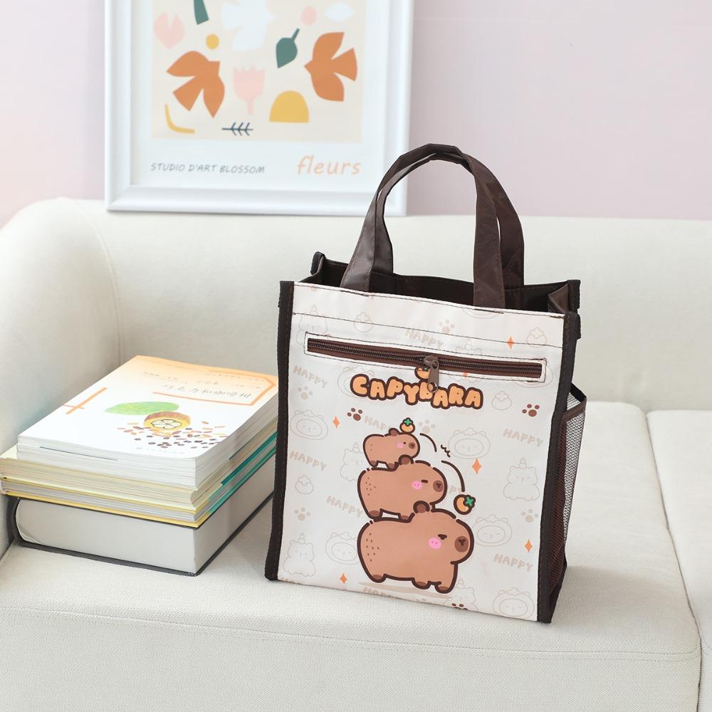 Portable Capybara Handbag Double-layer Cartoon Document Bag Cartoon Capybara Tutoring Bags
