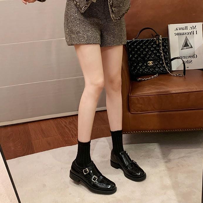 Whole cowhide~ super soft lambskin one-pedal loafers women's spring engraved leather platform small leather shoes lazy single shoes