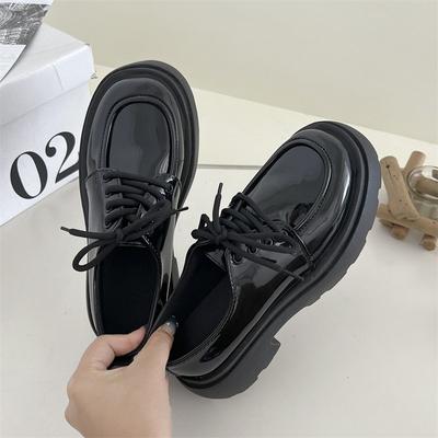 2024 nuevos zapatos de plataforma negros, mocasines para mujer, zapatos náuticos para mujer, zapatos Oxford de cuero informales con cordones de diseñador