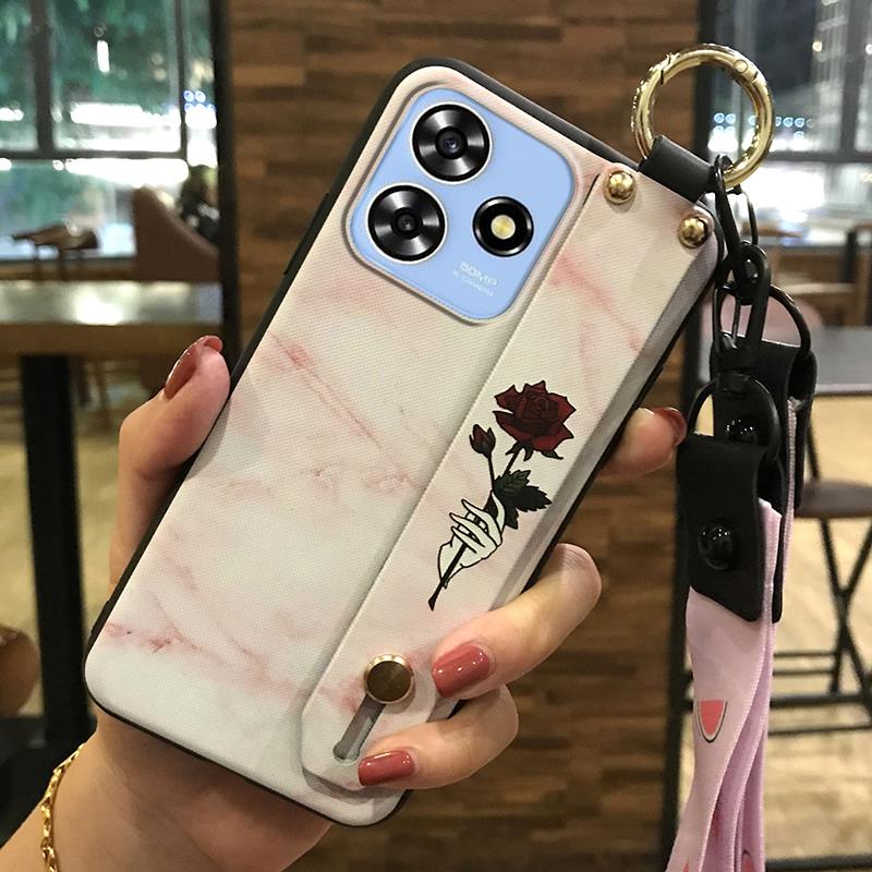 Fashion Design Soft case Phone Case For ZTE Blade A73 4G/V50 Smart Silicone Lanyard Shockproof Back Cover Dirt-resistant