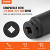 Axle Nut Impact Socket Set 1/2" Drive Deep 6+12-Point 14PCS Metric Socket