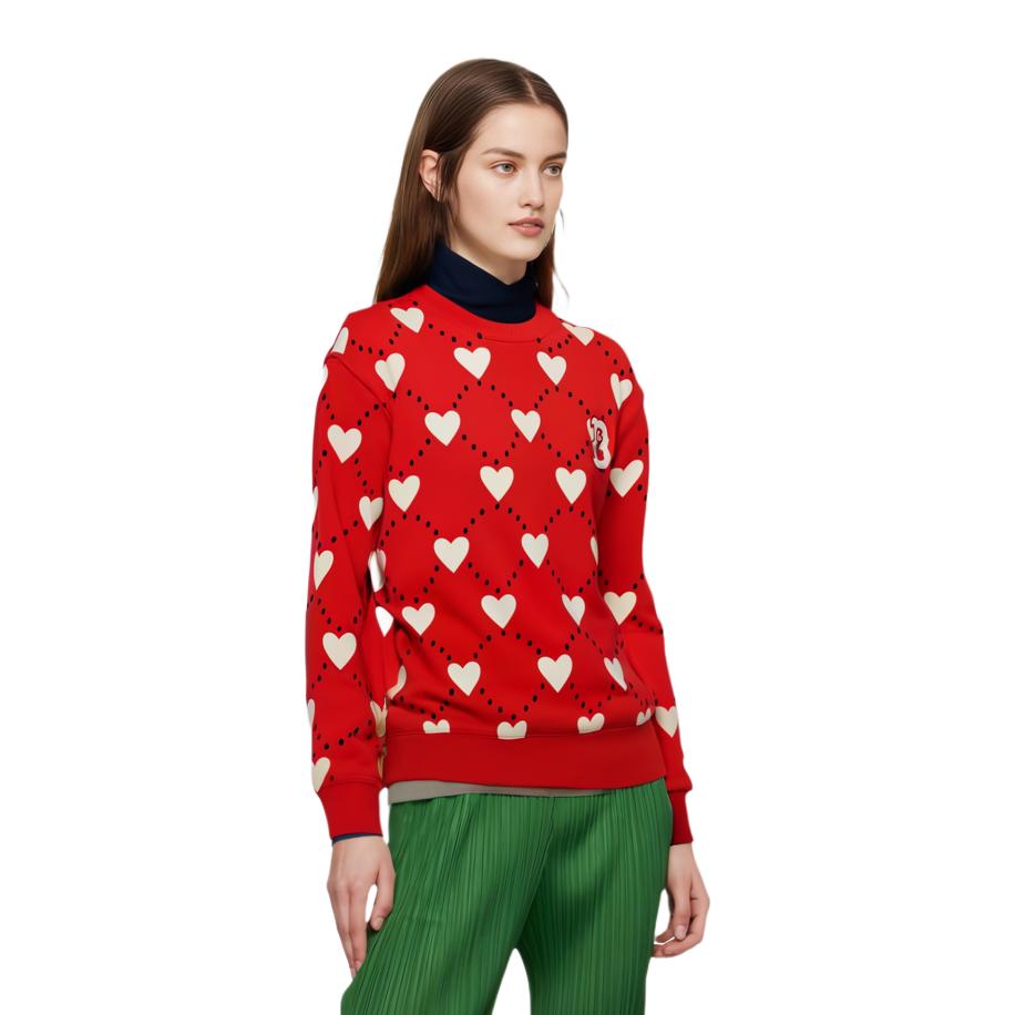 MLB Diamond Heart Crewneck Long Sleeve Sweatshirt Couple Style Men Sweatshirt Red 3AMTH0124-43RDS