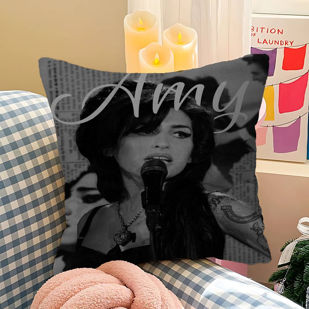 Beauty Woman A-Amy W-Winehouse Cushion Cover Car Throw Pillow Case For Sofa Car Christmas Gift 40x40cm 45x45cm