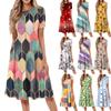 Women Casual Printed Round Neck Long Dress