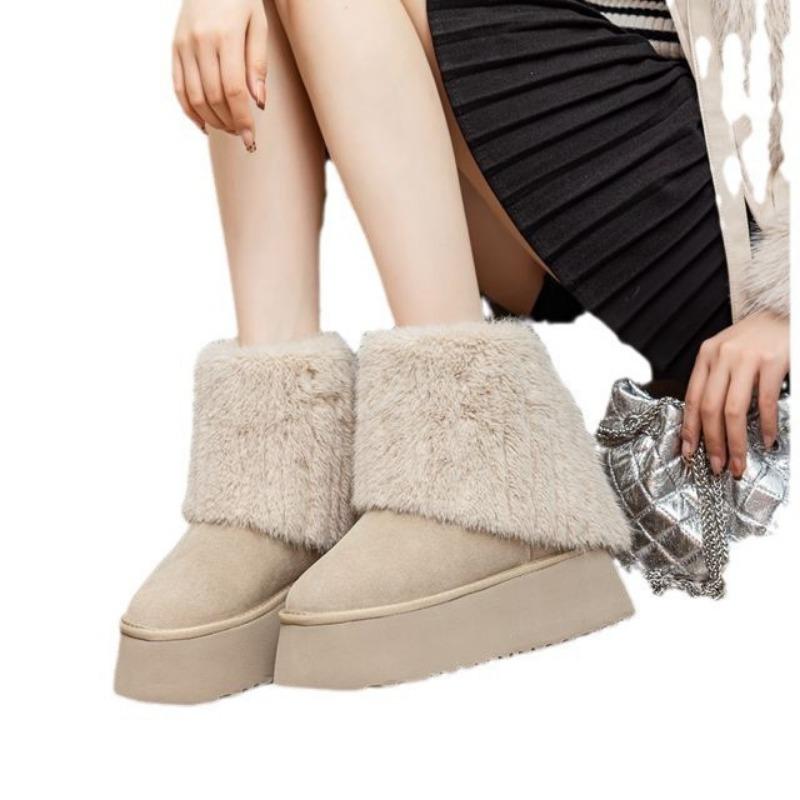 Fashion 11CM Synthetic Leather Flat Autumn Women Ankle Booties Heel Boot Ethnic ZIP Platform Fashion Winter Motorcycle Plush Shoes