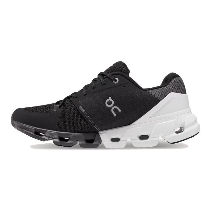 On Cloudflyer Lace Up Cushioning Slip Resistant Abrasion Resistant Low top Running Shoes Women's Black White 81.98663