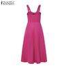ZANZEA Womens Party Casual Lace Up Sleeveless Straps Sling Dress