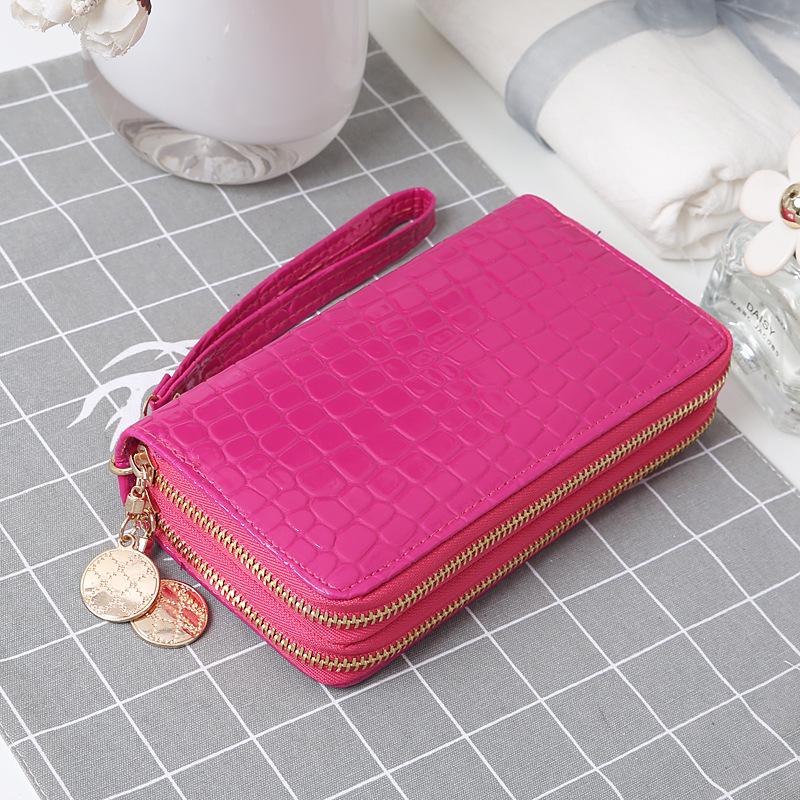Kolorowe damskie portfele z podwójnym zamkiem Portfel damski Modny portfel Kobieta, długa torebka Torebka na telefon