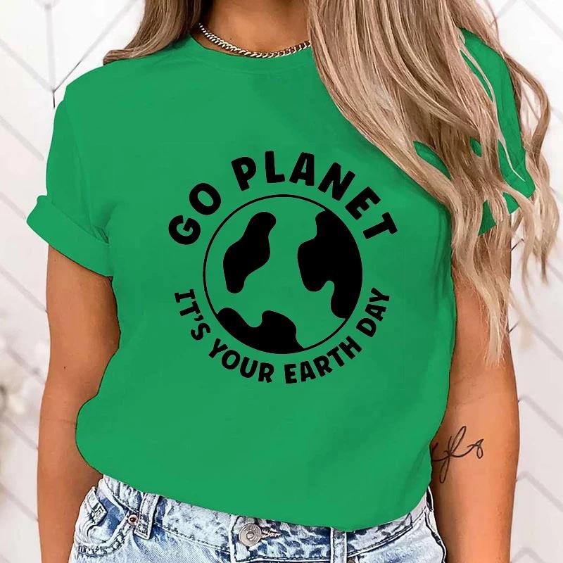 (Premium T-shirt)Funny Protect The Ocean Go Planet It'S Your Earth Day Printed Shirt Women'S Casual Personality T-Shirt Tops