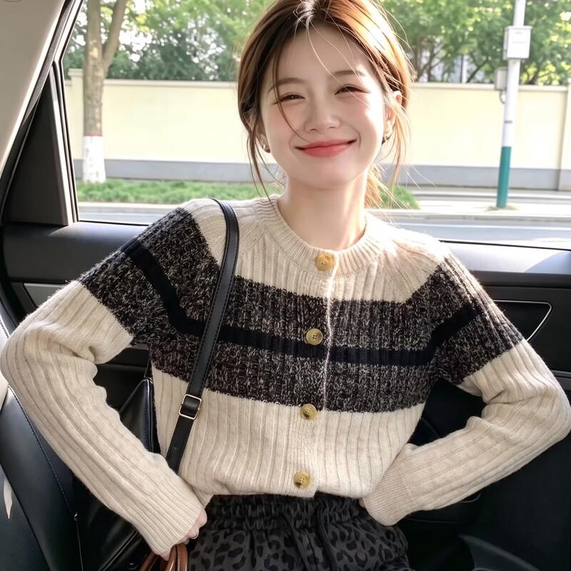 Zose Relaxed Fit Striped Knit Cardigan
