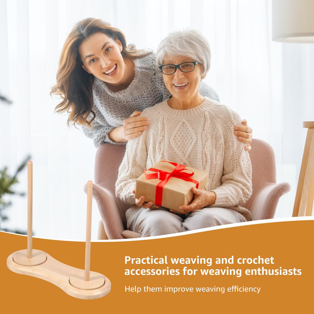 Doppelter Holz-Garnhalter Drehbarer Holz-Garnknäuel-Spinner Drehbarer Garnknäuel-Ständer Stabiler Garnhalter Spender Häkeln