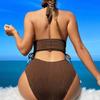 1011 new European and American high-waisted sexy lace-up pit strip bikini split swimsuit swimsuit bikini