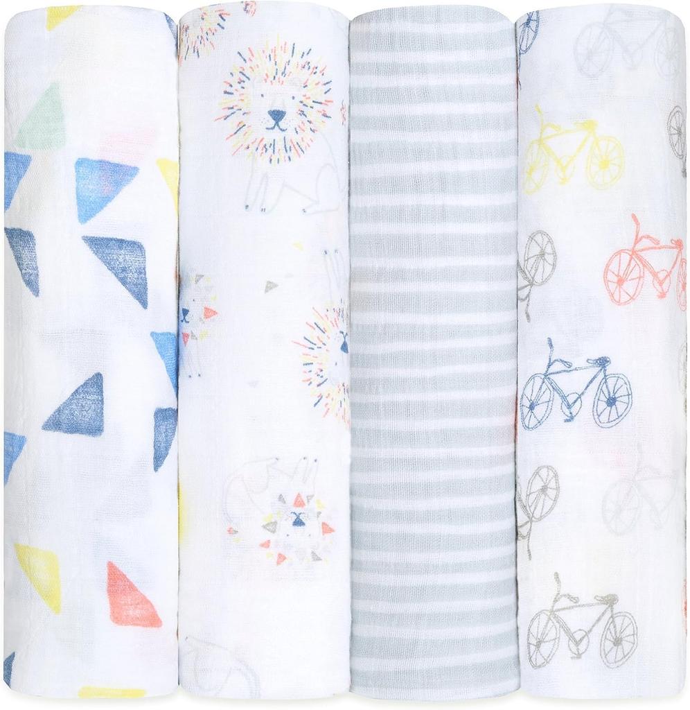 Swaddle Gauze Baby Japanese Product Aden Anais Swaddle Set of 4 Leader of the Pack Muslin 120 X 120cm Aiden and Anais Swaddle Baby Newborn 2060