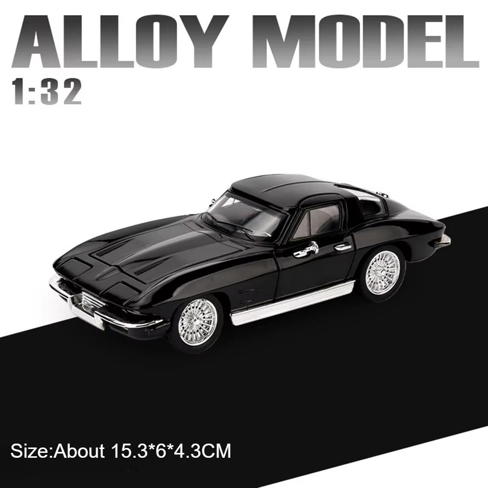 Scale 1:32 C2 Camaro Car Model Toy Metal Body Rubber Tires Sound Light Pull Back Simulation Models Toys for Kids' Edutainment