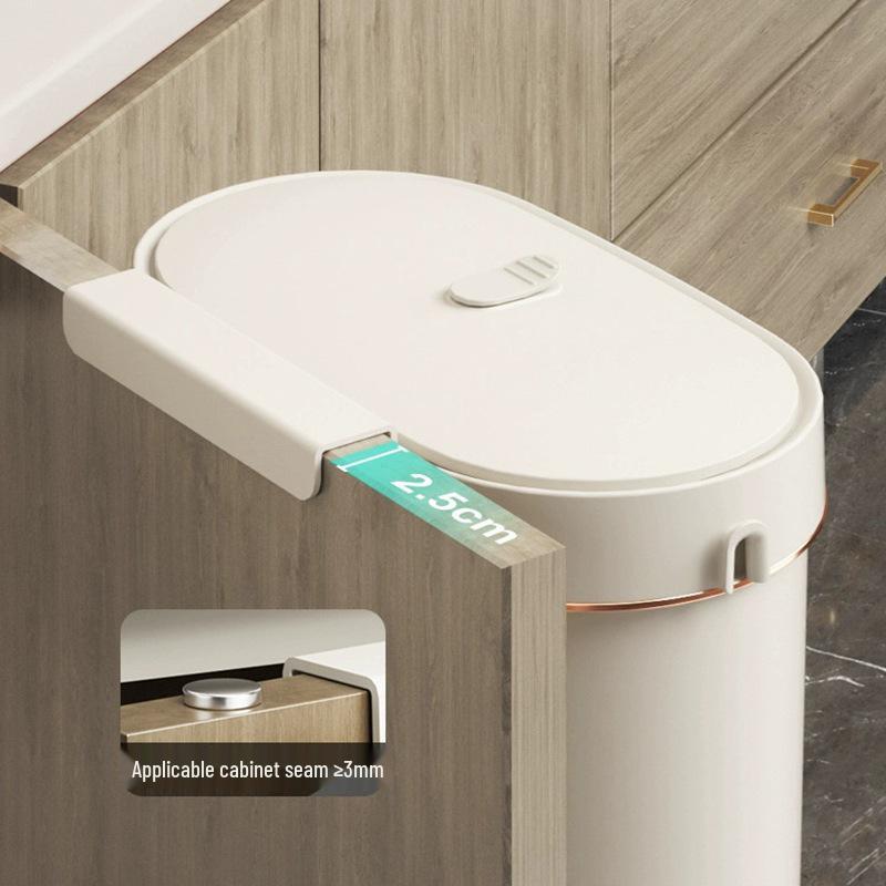 Wall-Mounted Kitchen & Bathroom Trash Can with Lid - Slim Waste Basket for Tight Spaces