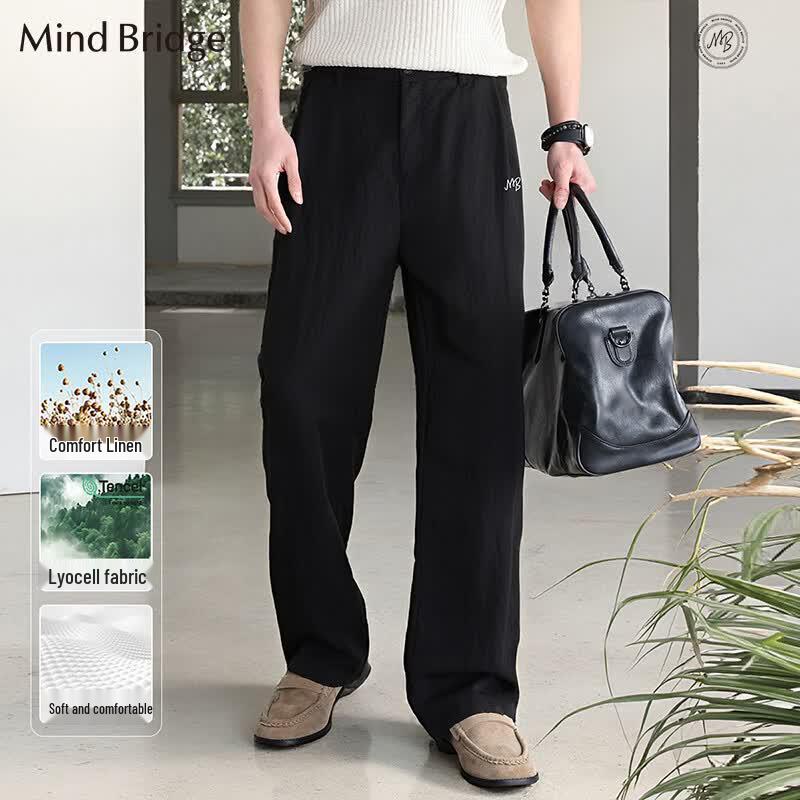 

Mind Bridge Men s Lyocell-Linen Blend Straight-Leg Casual Trousers M 170/76A