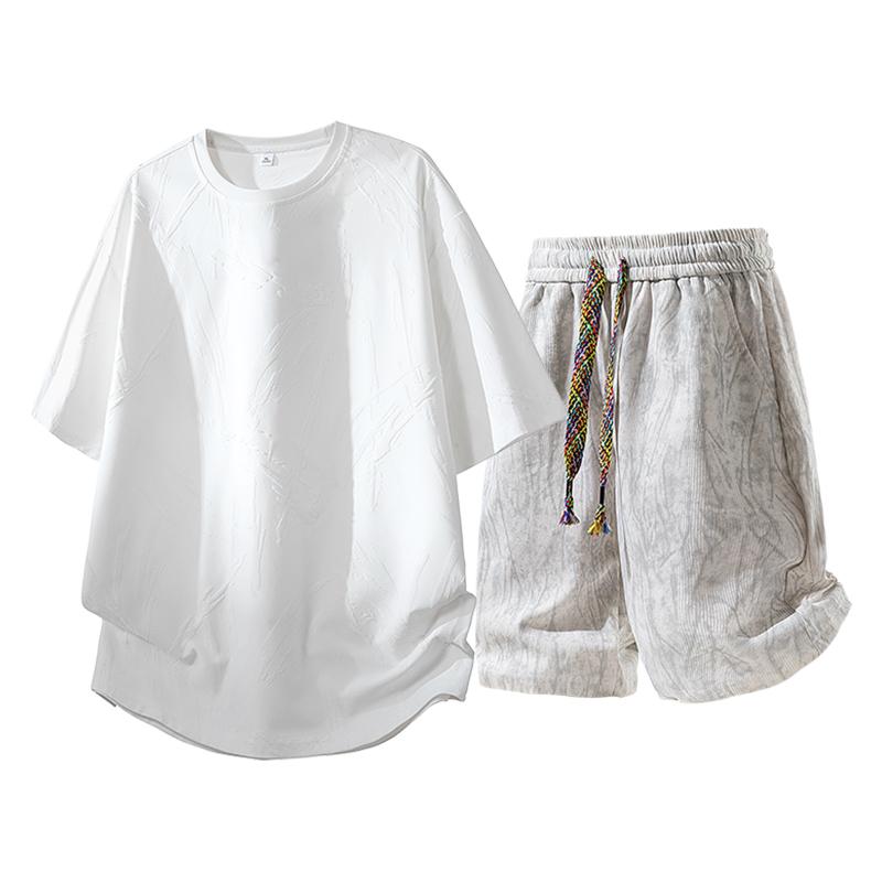 Sports Suit Men's Casual Pants Men's T-shirt Men's Two-piece Loose Casual Shorts Suit